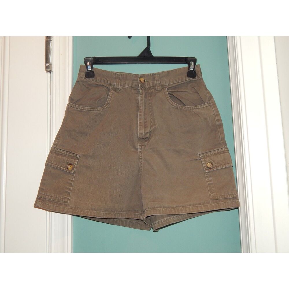 Quepasa women’s juniors 3/4 dark gray-green-brown vintage cotton cargo shorts